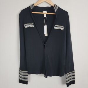 Chico's Embellished Detail Heidi Cardigan‎ Sweater Womens Size 1 Black